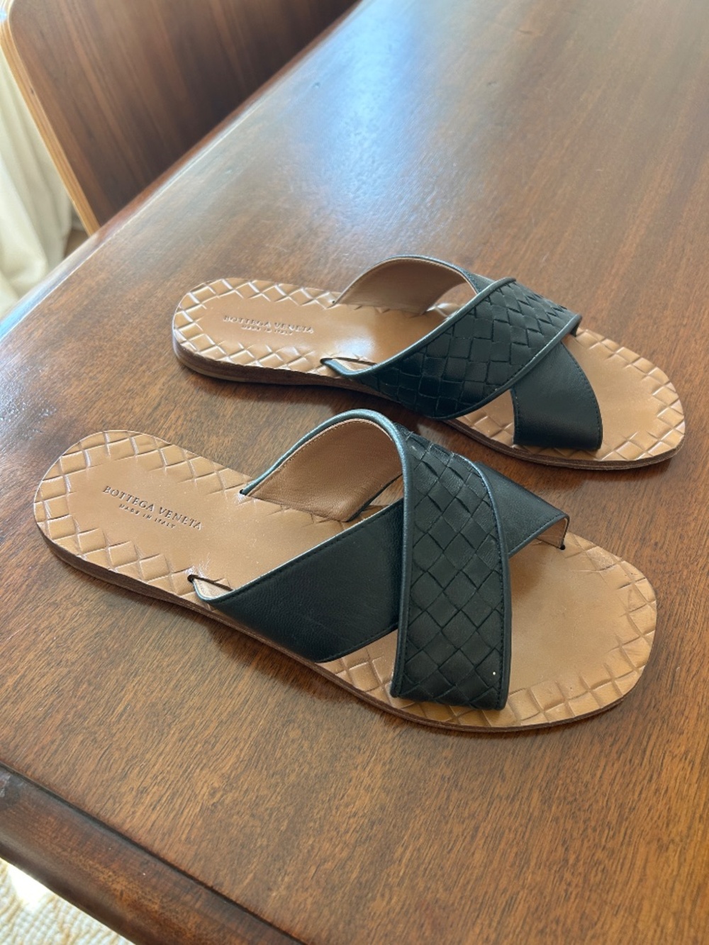 Bottega Veneta Black Criss Cross Intrecciato Leather Ravello Slide - Size 38 - Picture 4 of 6